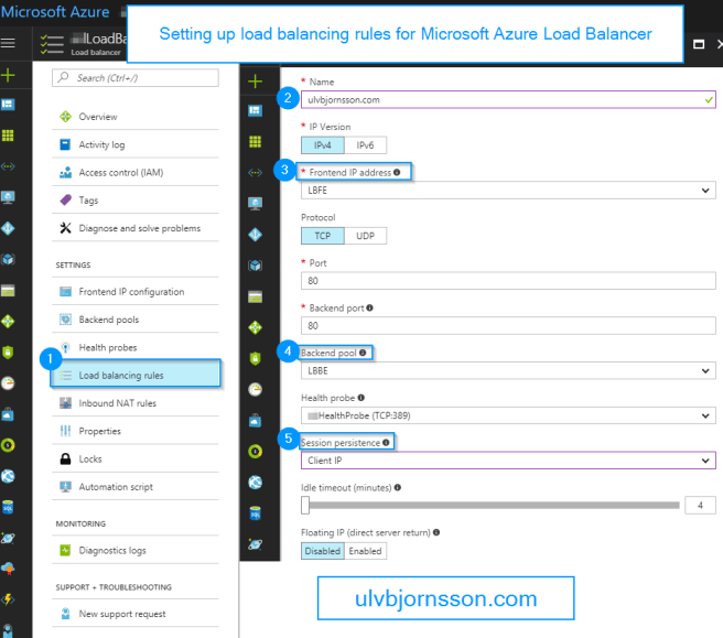 load balancing rules azure